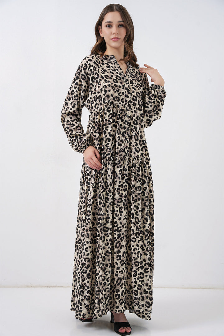 Bigdart Robe de mode en viscose beige noir pour femme 2423 - Beige