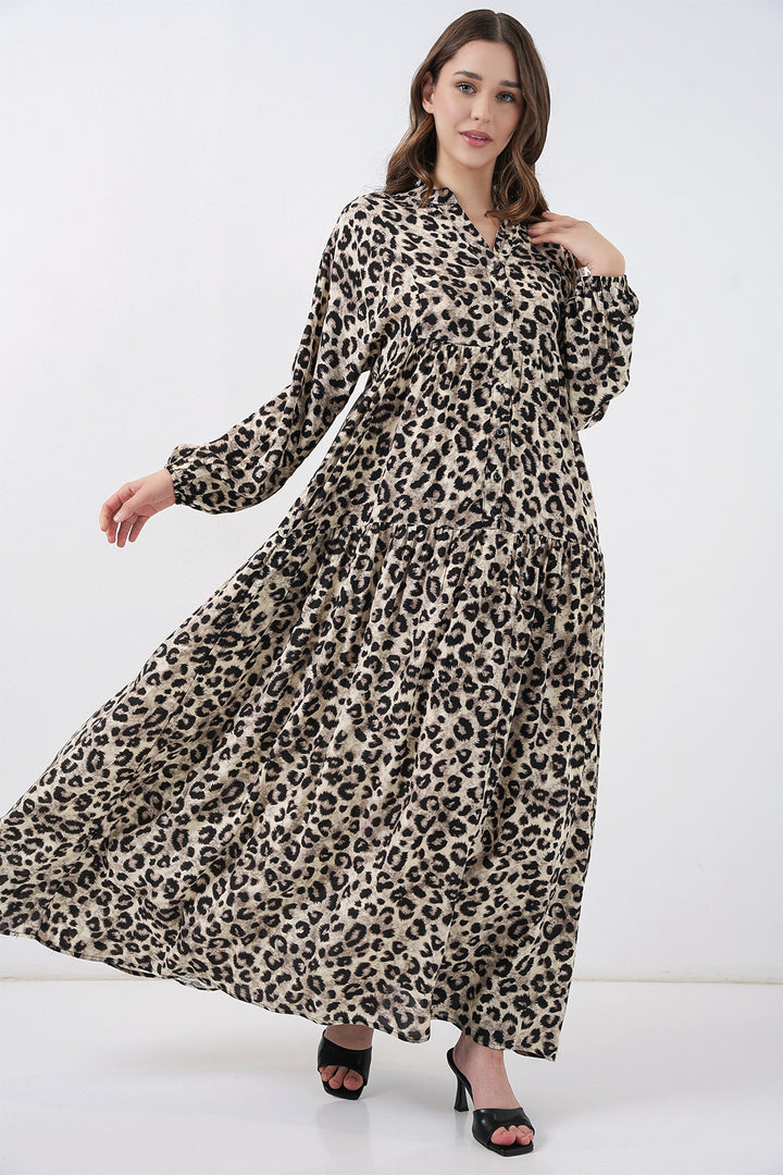 Bigdart Robe de mode en viscose beige noir pour femme 2423 - Beige