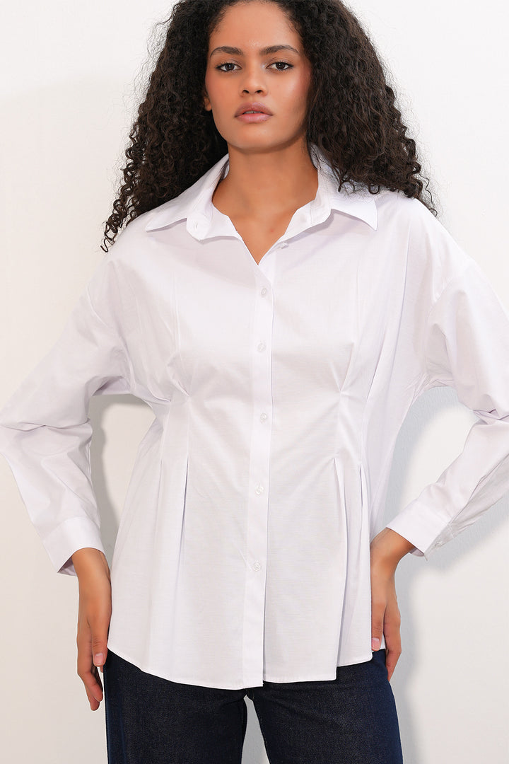 Bigdart Chemise taille assise en popeline pour femme 20384 - Blanc