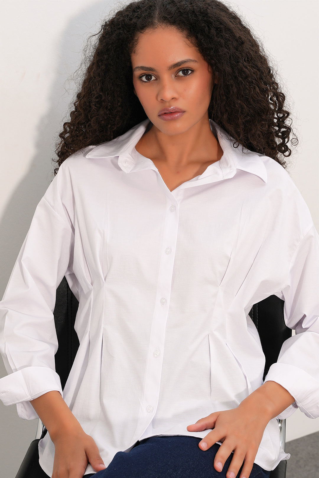 Bigdart Chemise taille assise en popeline pour femme 20384 - Blanc