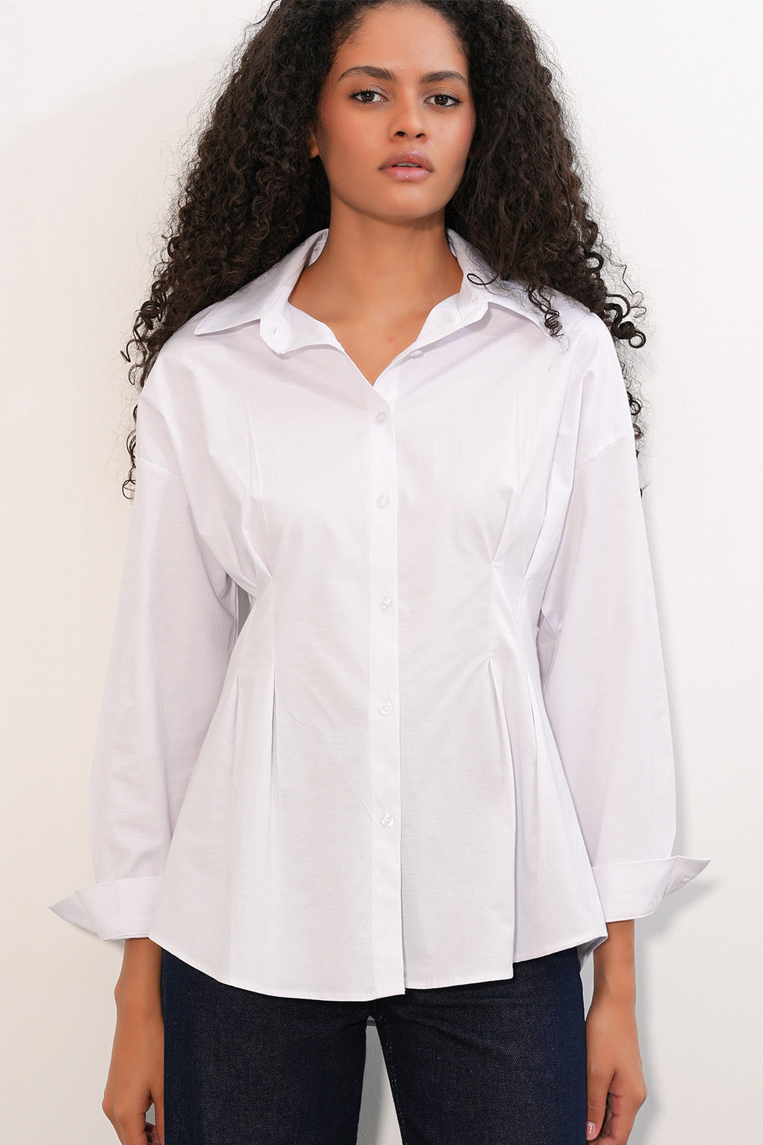 Bigdart Chemise taille assise en popeline pour femme 20384 - Blanc
