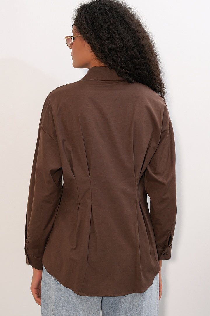 Bigdart Chemise taille assise en popeline 20384 - Marron