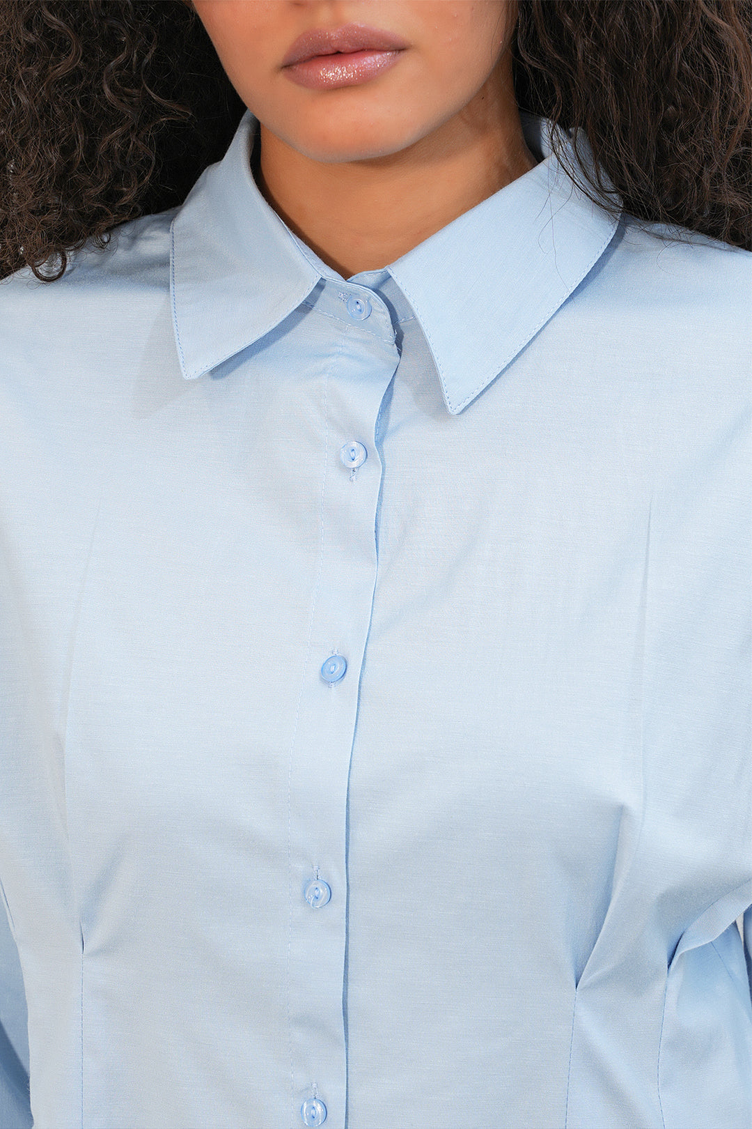 Bigdart Chemise taille assise en popeline pour femme 20384 - Bleu