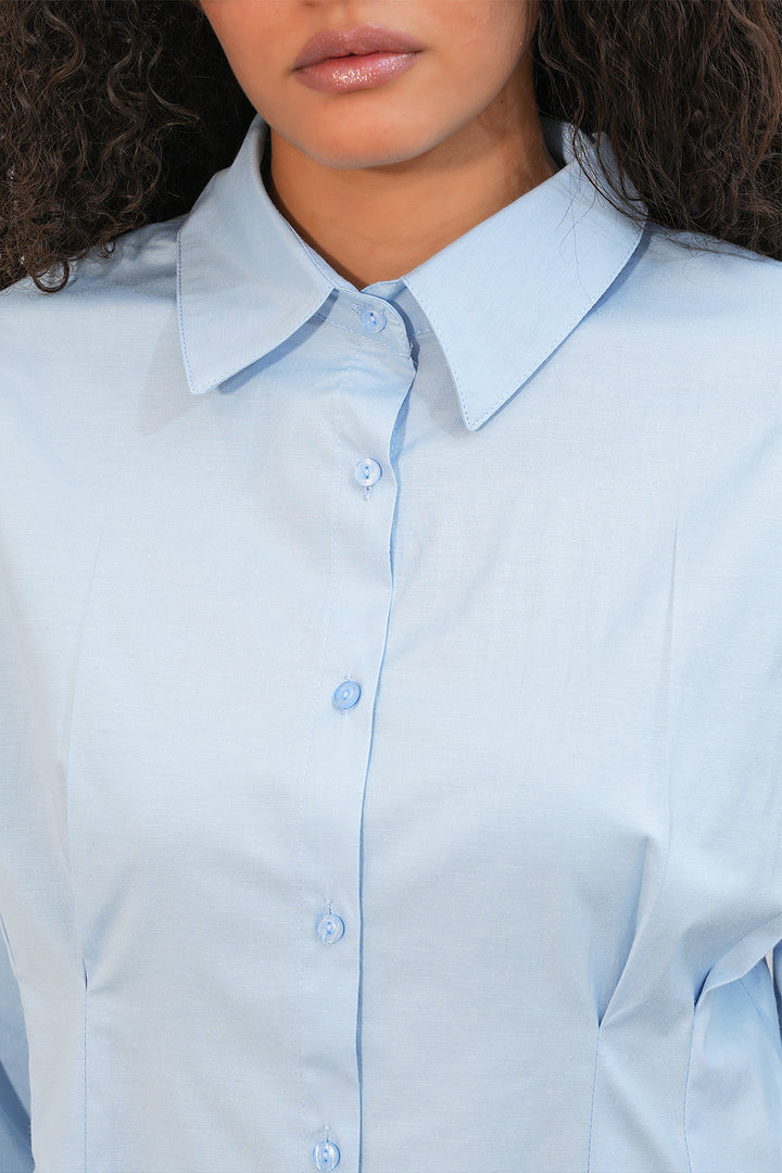 Bigdart Chemise taille assise en popeline pour femme 20384 - Bleu