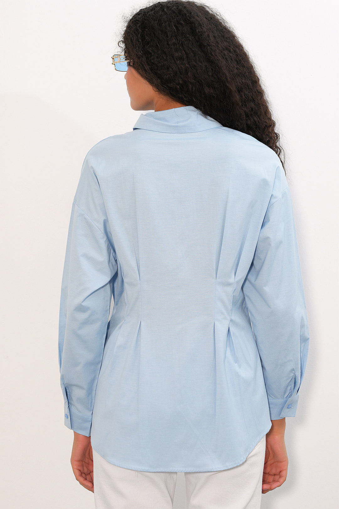 Bigdart Chemise taille assise en popeline pour femme 20384 - Bleu