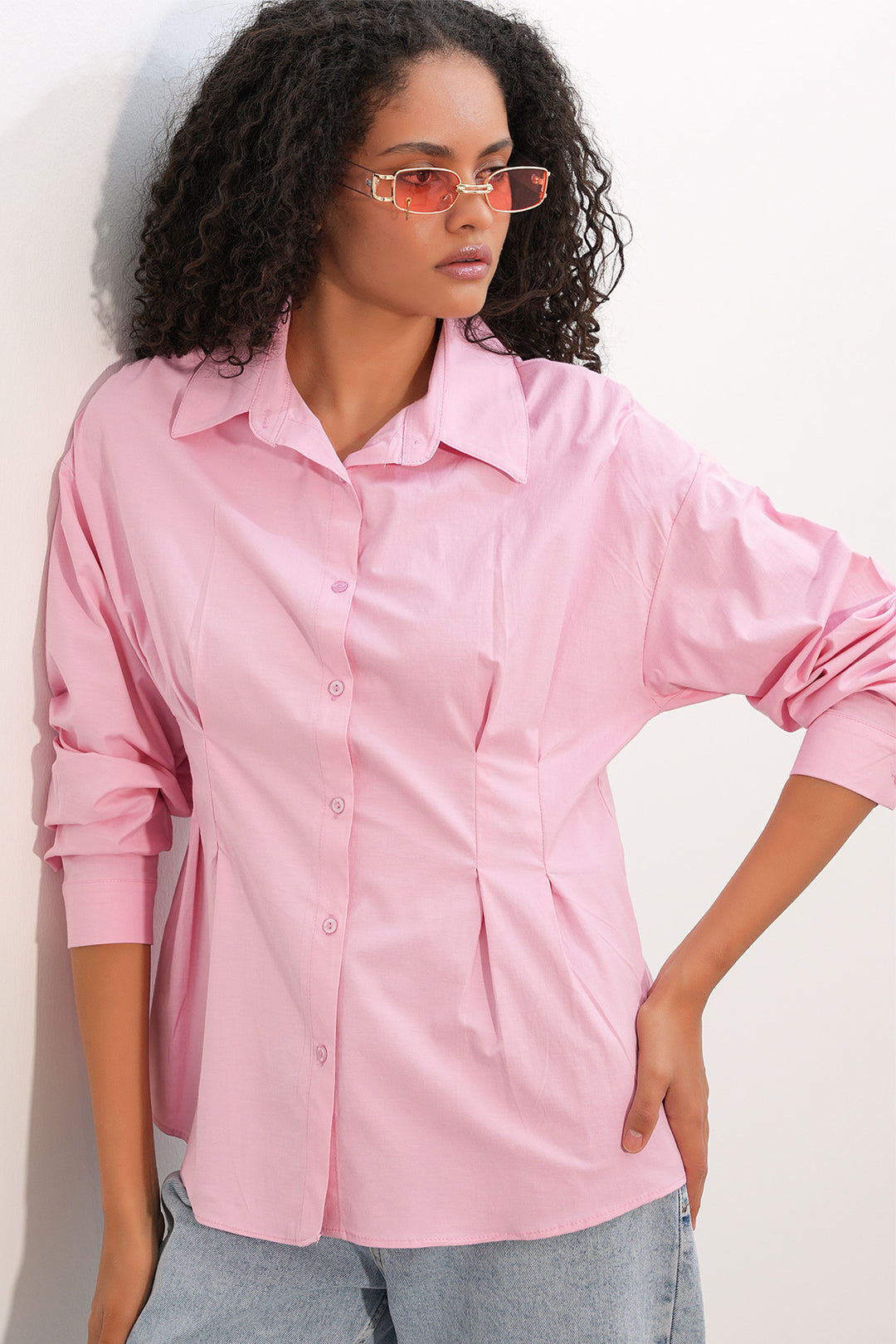Bigdart Chemise taille assise en popeline pour femme 20384 - Rose