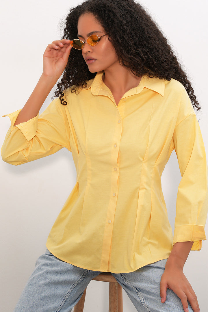 Bigdart Chemise taille assise en popeline pour femme 20384 - Jaune