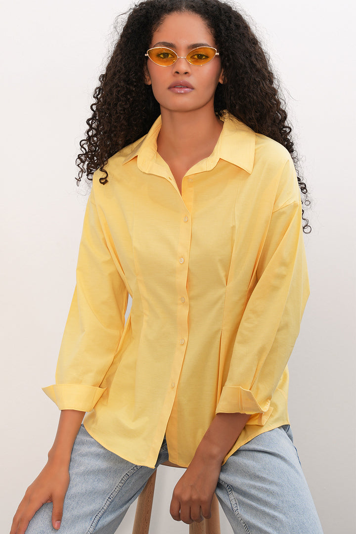 Bigdart Chemise taille assise en popeline pour femme 20384 - Jaune
