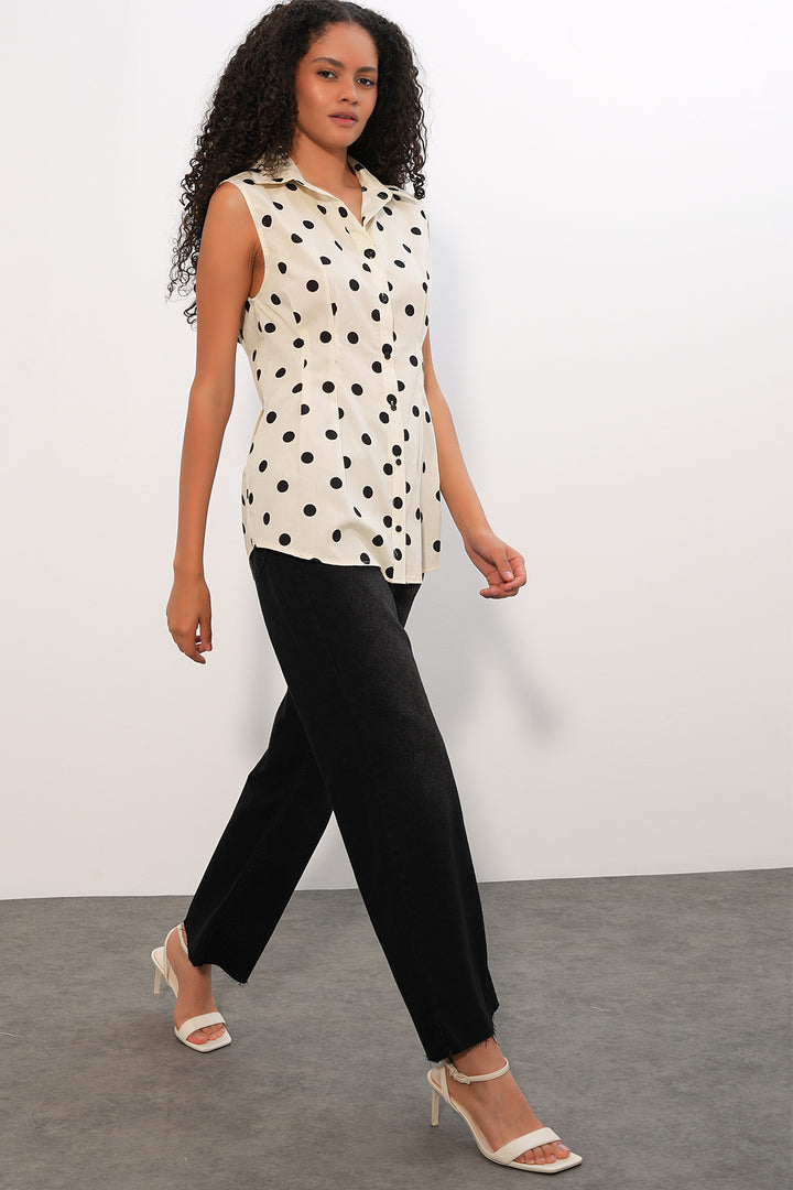 Bigdart Chemise assise à pois taille 20395 pour femme - Écru