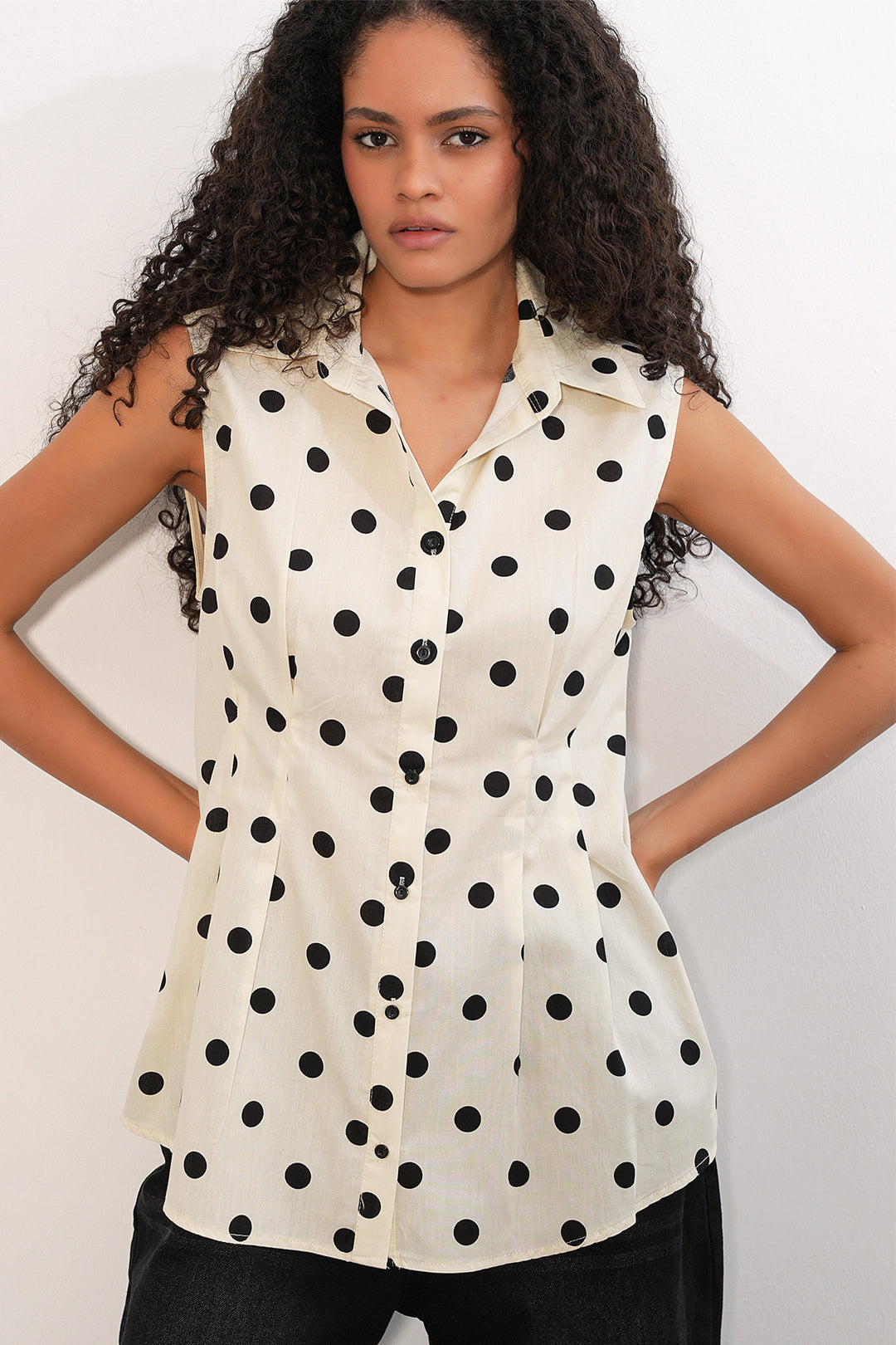 Bigdart Chemise assise à pois taille 20395 pour femme - Écru