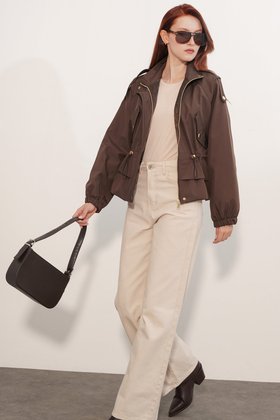 Bigdart Manteau court à ceinture pour femme 50012 - Marron