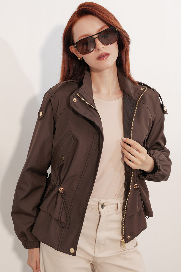Bigdart Manteau court à ceinture pour femme 50012 - Marron