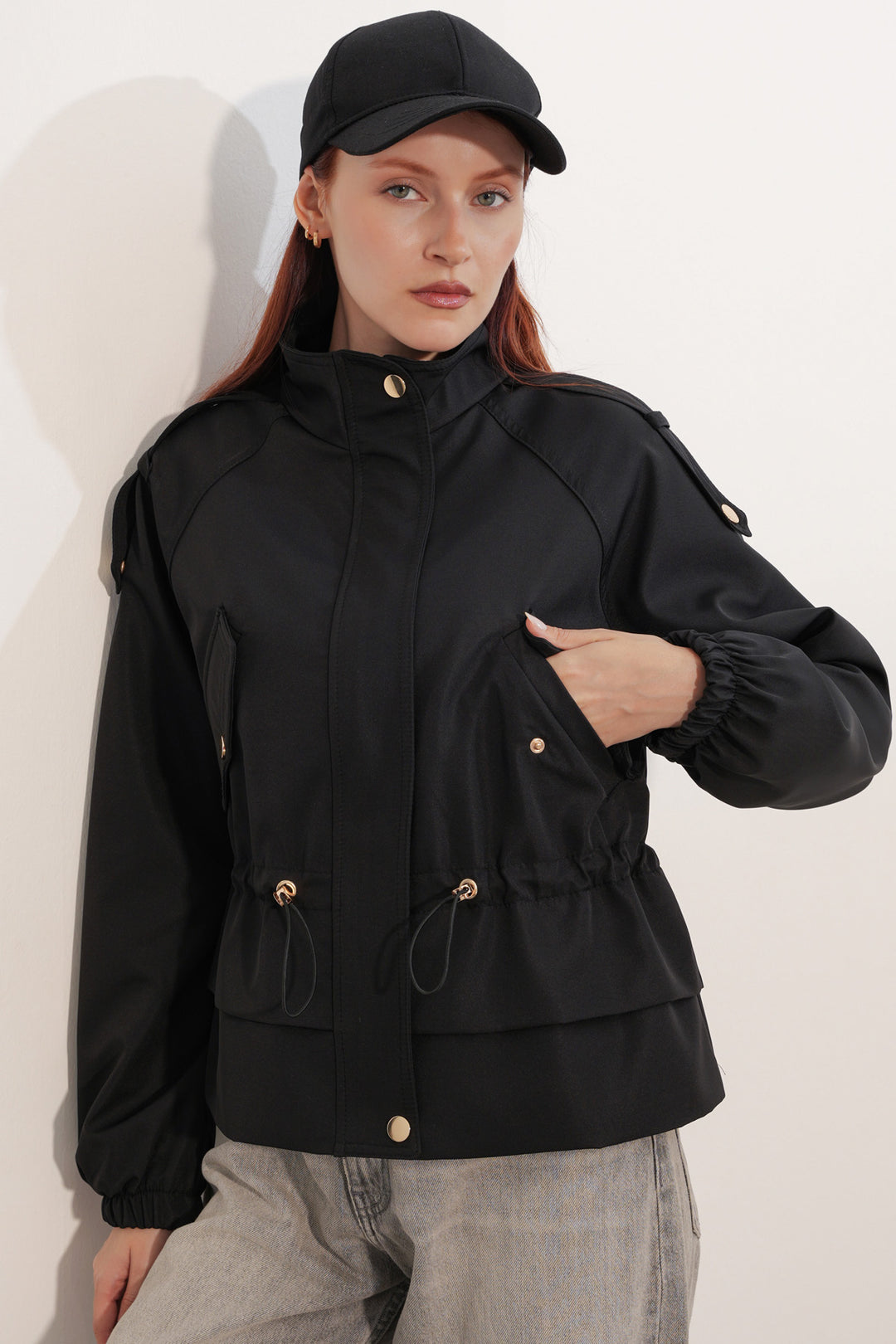 Bigdart Manteau court à ceinture pour femme 50012 - Noir