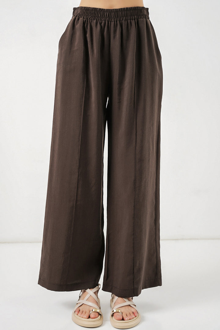 Bigdart Pantalon large à taille élastique pour femme 30087 - Marron clair