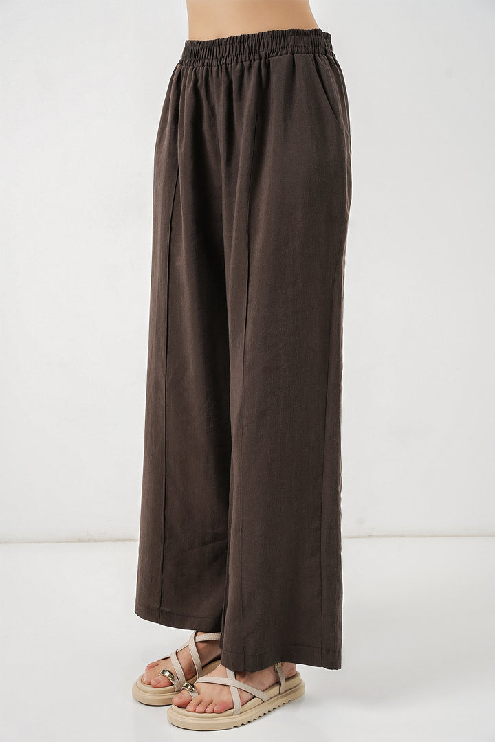 Bigdart Pantalon large à taille élastique pour femme 30087 - Marron clair