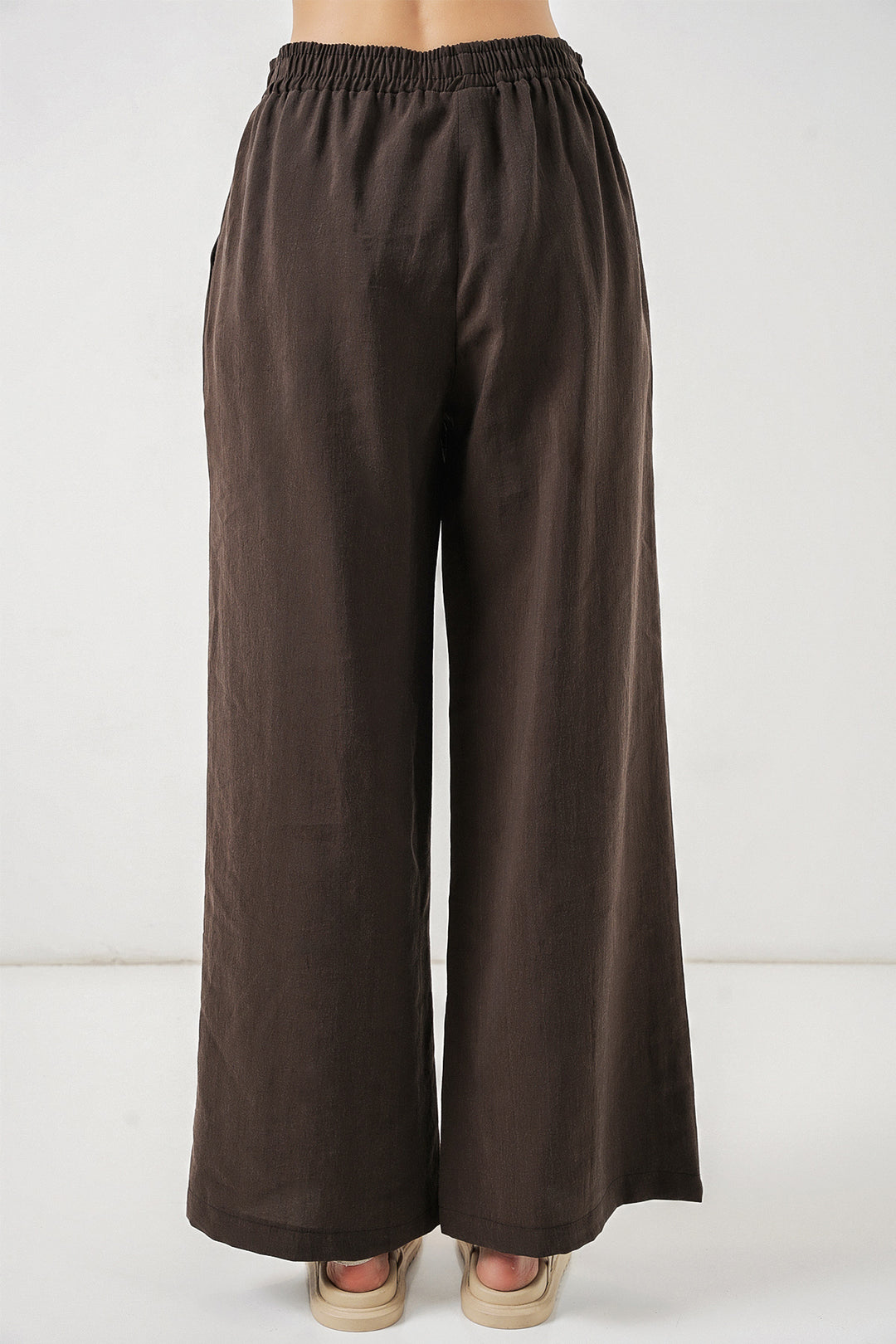 Bigdart Pantalon large à taille élastique pour femme 30087 - Marron clair