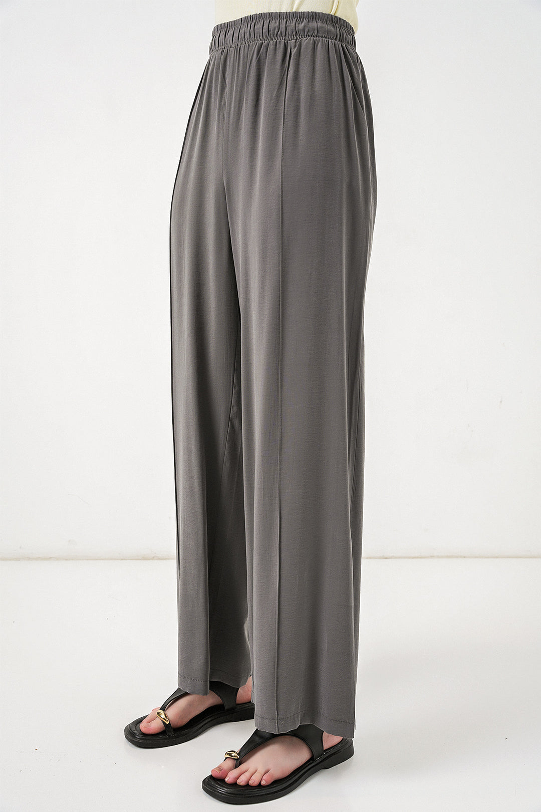 Bigdart Pantalon large à taille élastique femme 30087 - Anthracite