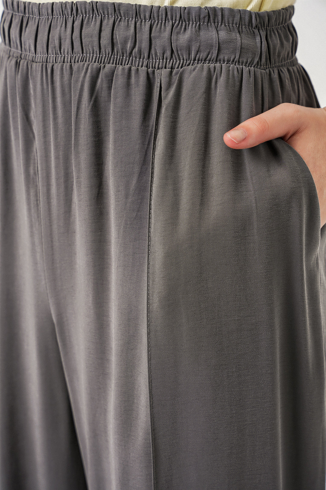 Bigdart Pantalon large à taille élastique femme 30087 - Anthracite