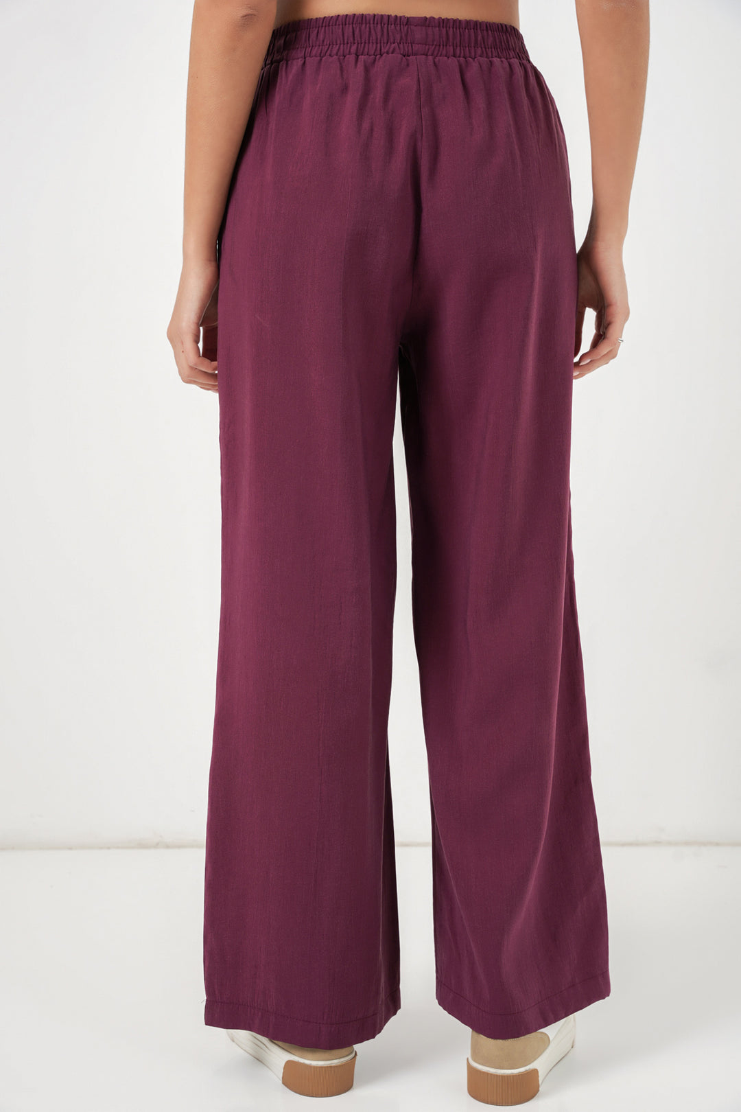 Bigdart Pantalon large à taille élastique pour femme 30087 - Bordeaux