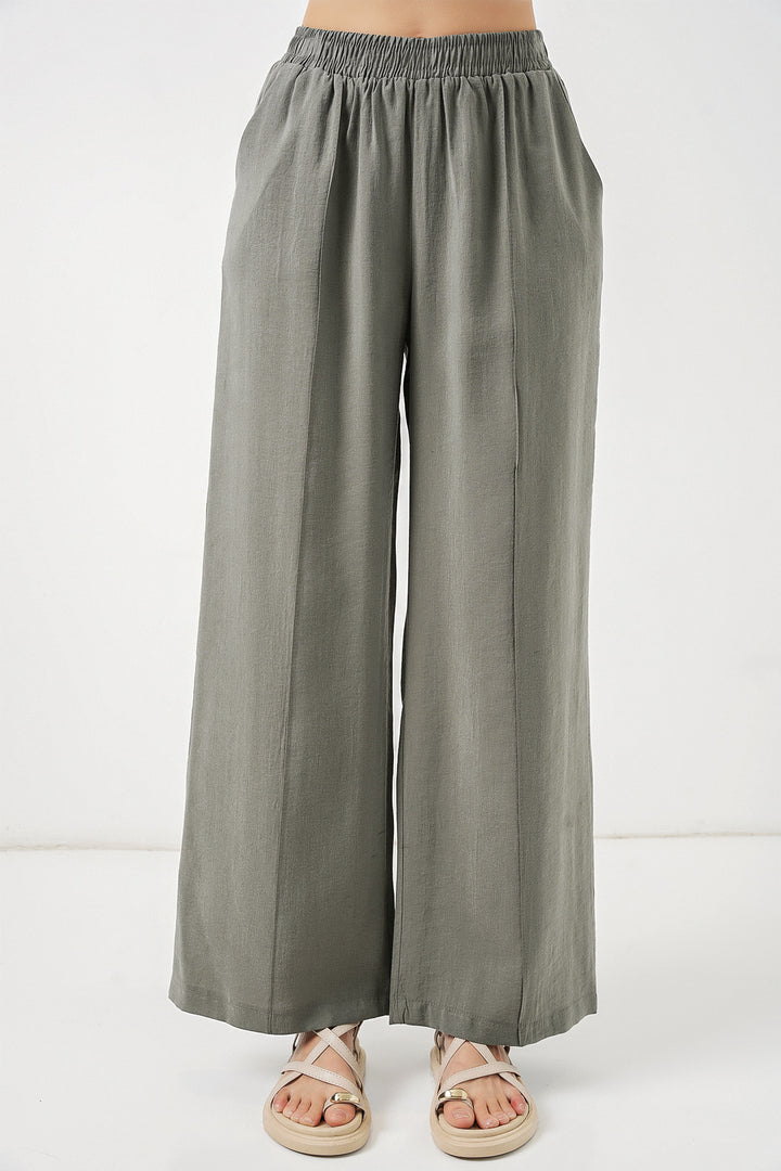 Bigdart Pantalon large à taille élastique pour femme 30087 - Gris