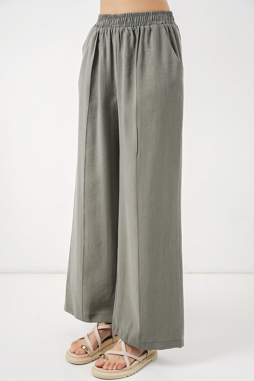 Bigdart Pantalon large à taille élastique pour femme 30087 - Gris