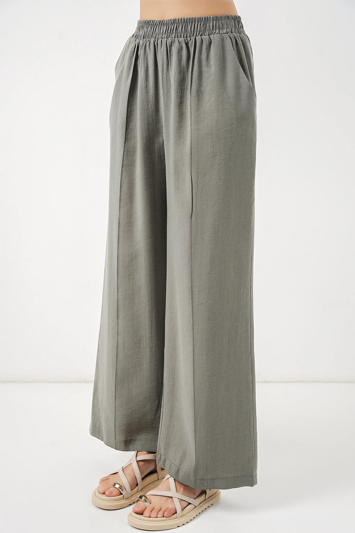 Bigdart Pantalon large à taille élastique pour femme 30087 - Gris