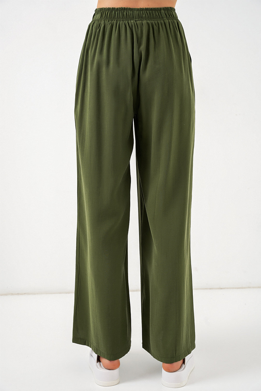Bigdart Pantalon large à taille élastique femme 30087 - Kaki
