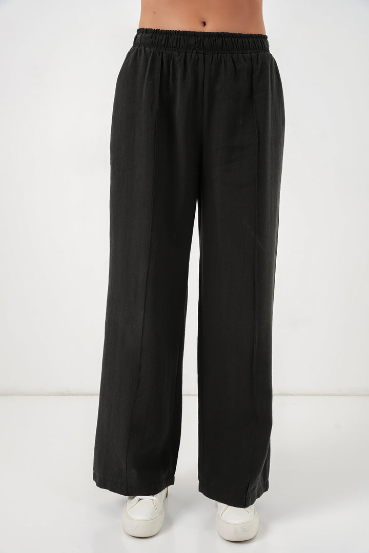 Bigdart Pantalon large à taille élastique pour femme 30087 - Noir