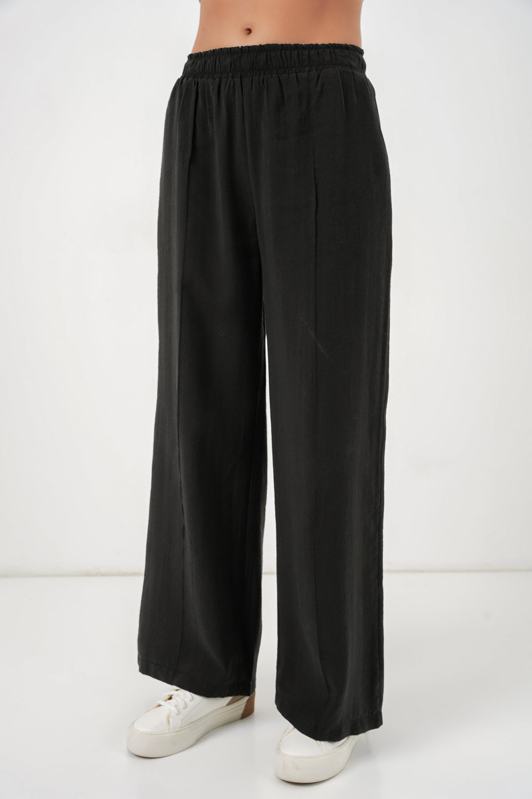 Bigdart Pantalon large à taille élastique pour femme 30087 - Noir