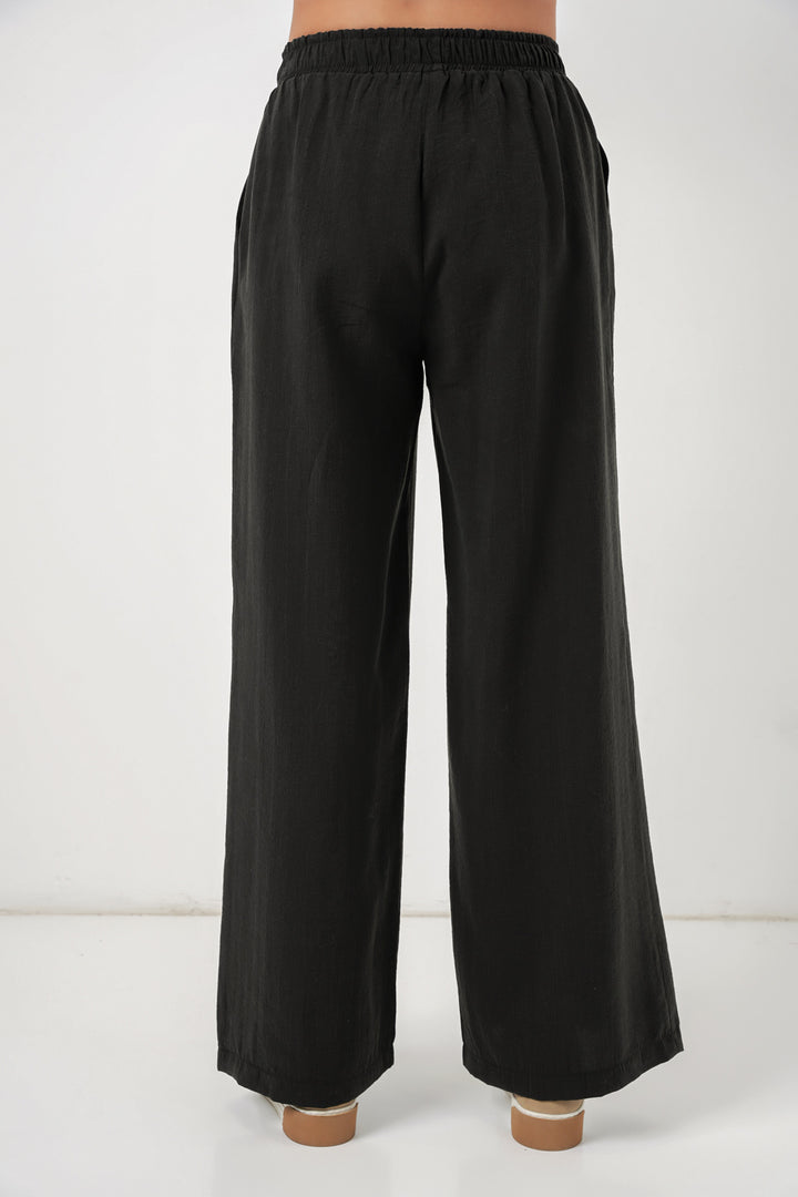 Bigdart Pantalon large à taille élastique pour femme 30087 - Noir