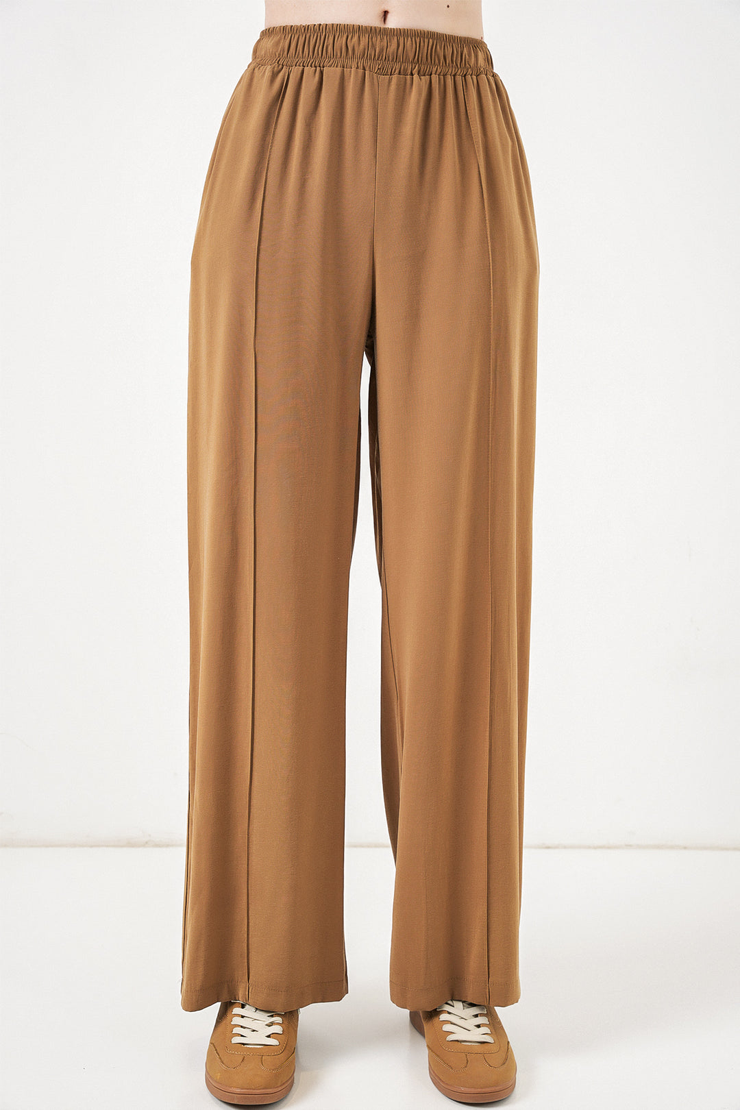 Bigdart Pantalon large à taille élastique femme 30087 - Tabac