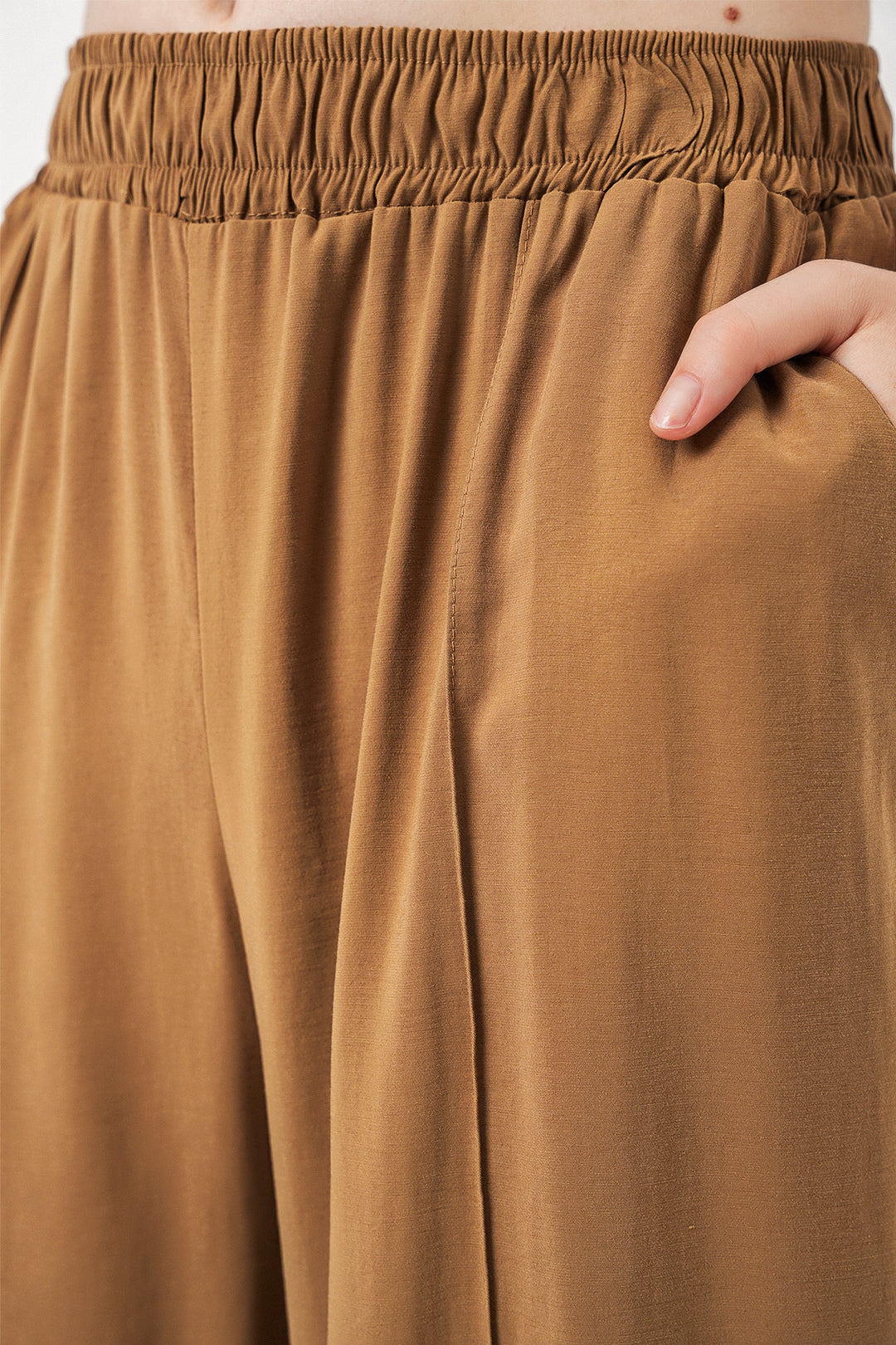 Bigdart Pantalon large à taille élastique femme 30087 - Tabac