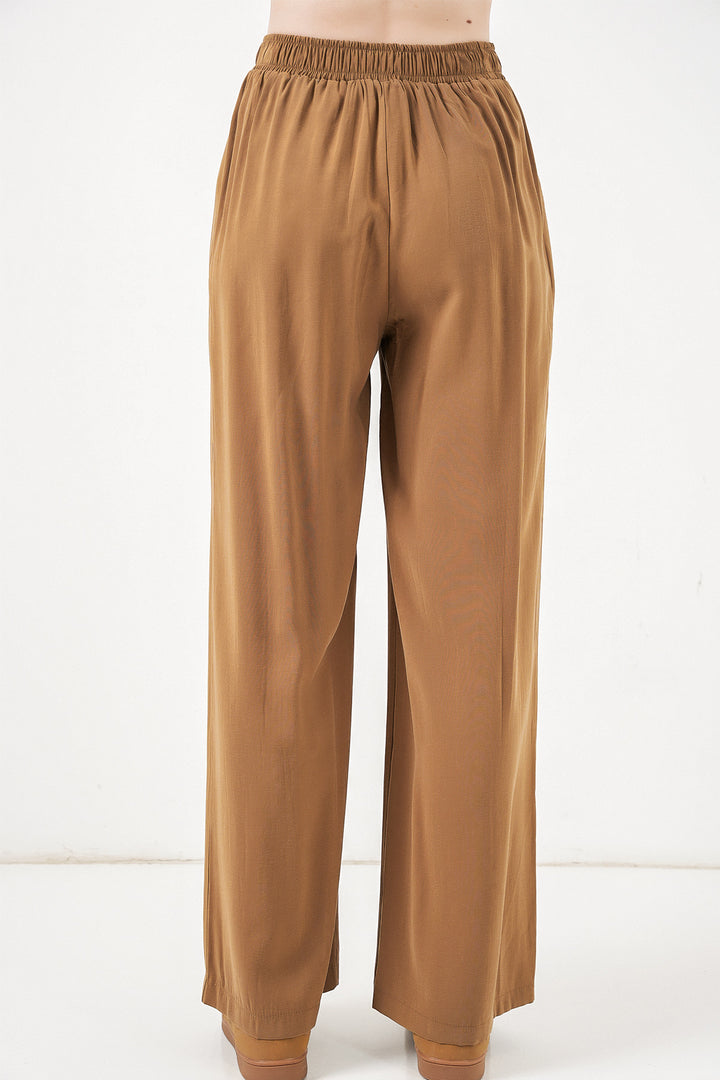 Bigdart Pantalon large à taille élastique femme 30087 - Tabac