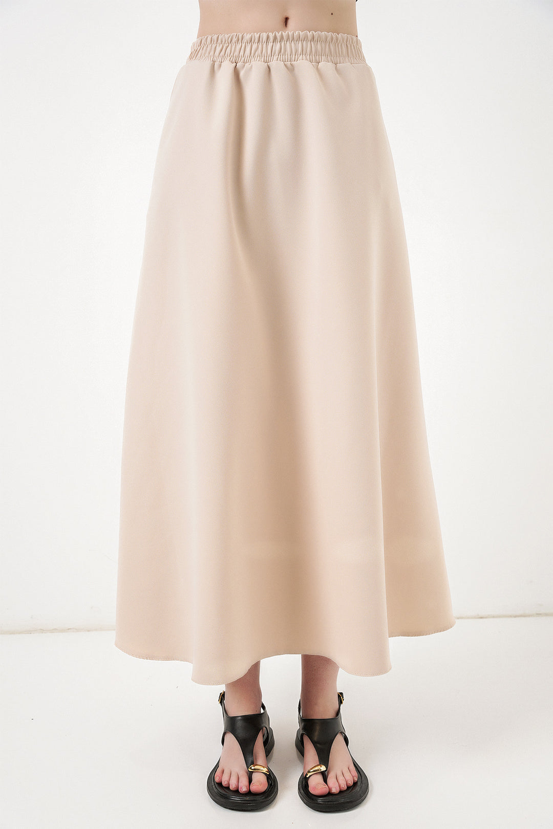 Bigdart Jupe longue à taille élastique pour femme 8072 - Beige