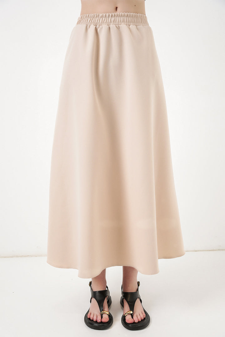 Bigdart Jupe longue à taille élastique pour femme 8072 - Beige