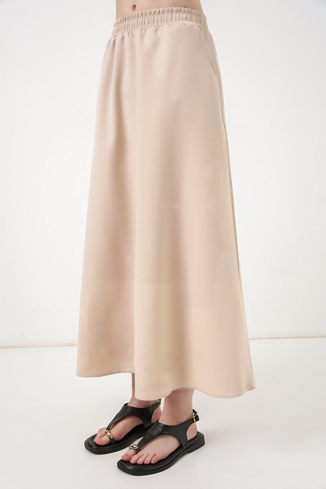 Bigdart Jupe longue à taille élastique pour femme 8072 - Beige