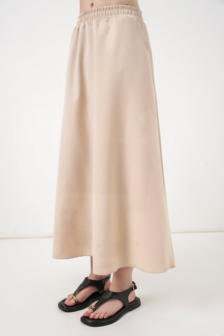 Bigdart Jupe longue à taille élastique pour femme 8072 - Beige