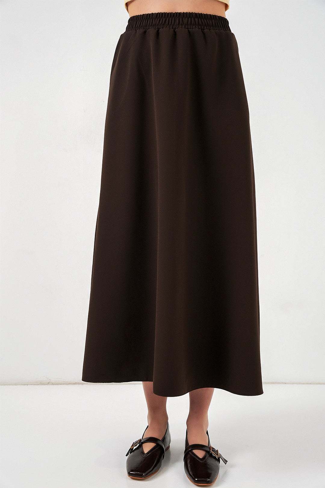 Bigdart Jupe longue à taille élastique pour femme 8072 - Marron