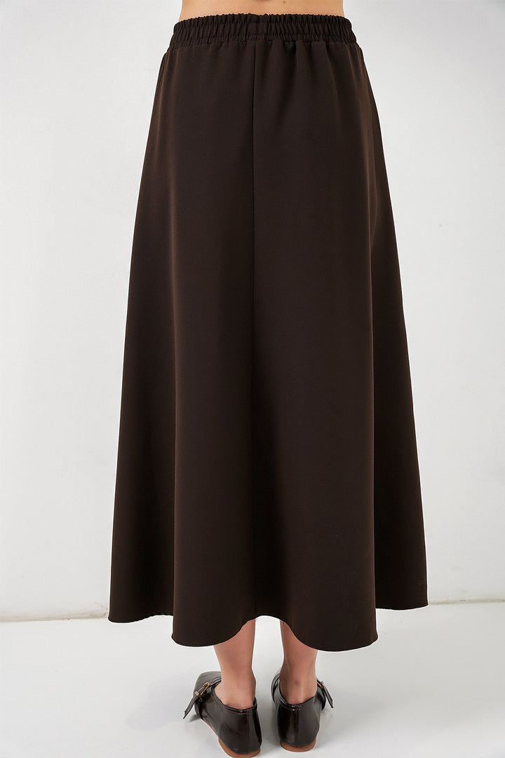 Bigdart Jupe longue à taille élastique pour femme 8072 - Marron
