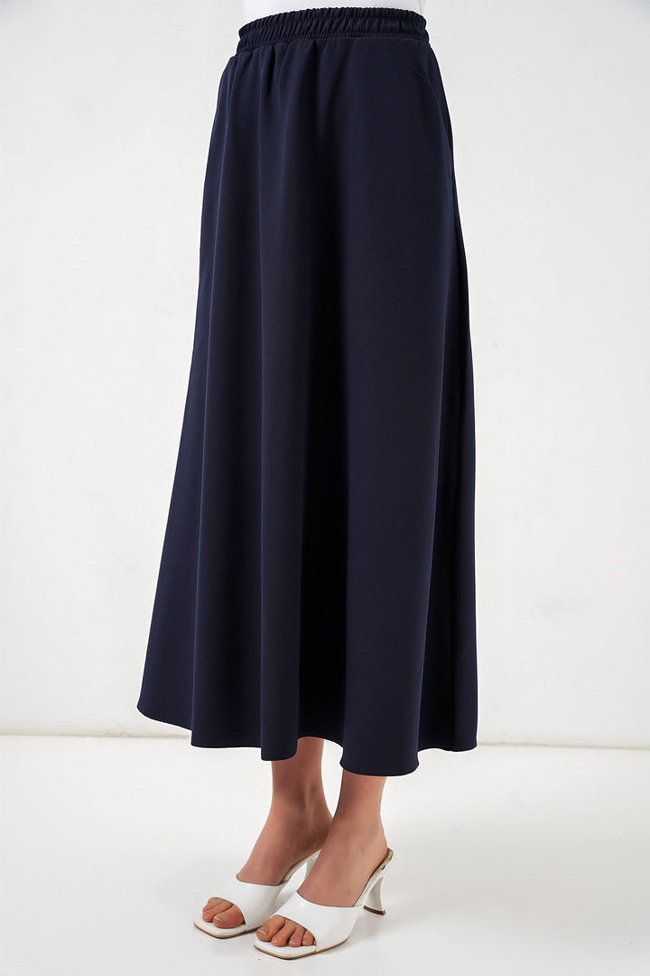 Bigdart Jupe longue à taille élastique femme 8072 - Bleu marine