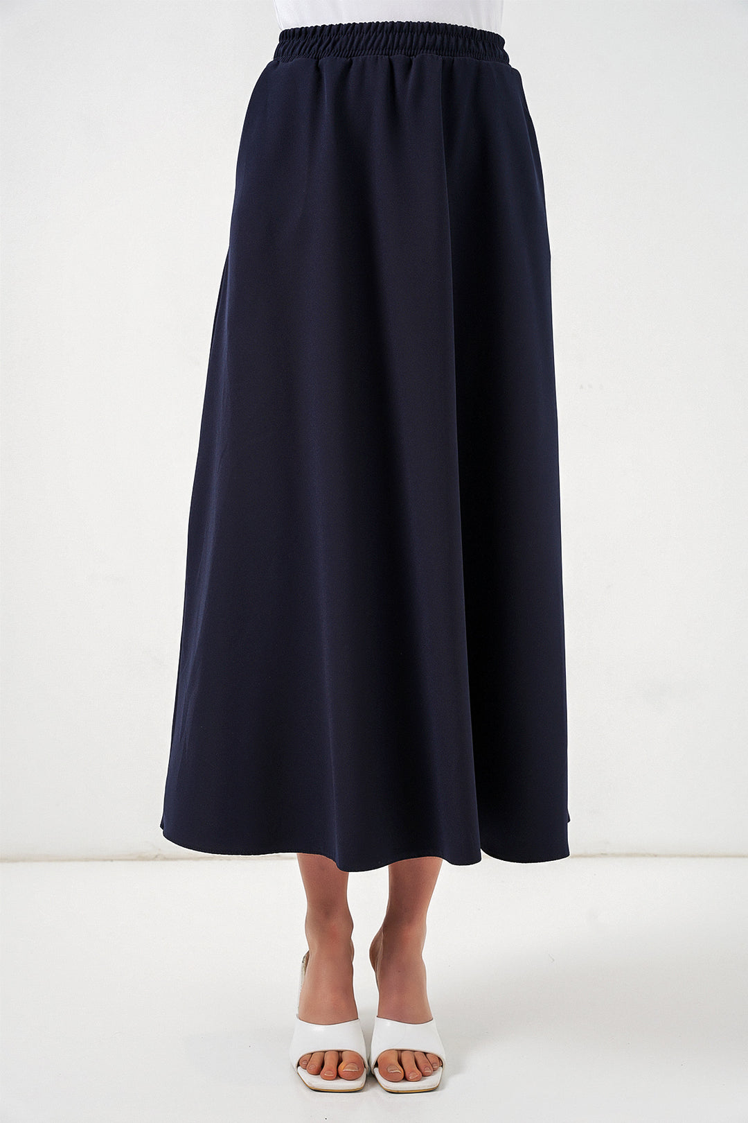 Bigdart Jupe longue à taille élastique femme 8072 - Bleu marine