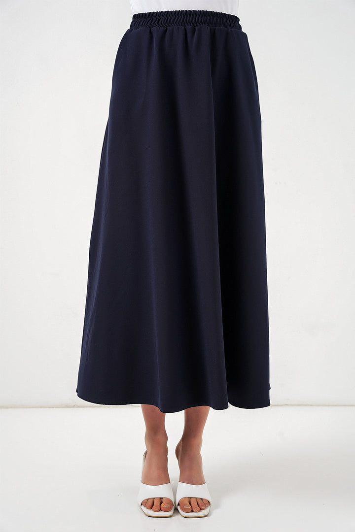 Bigdart Jupe longue à taille élastique femme 8072 - Bleu marine