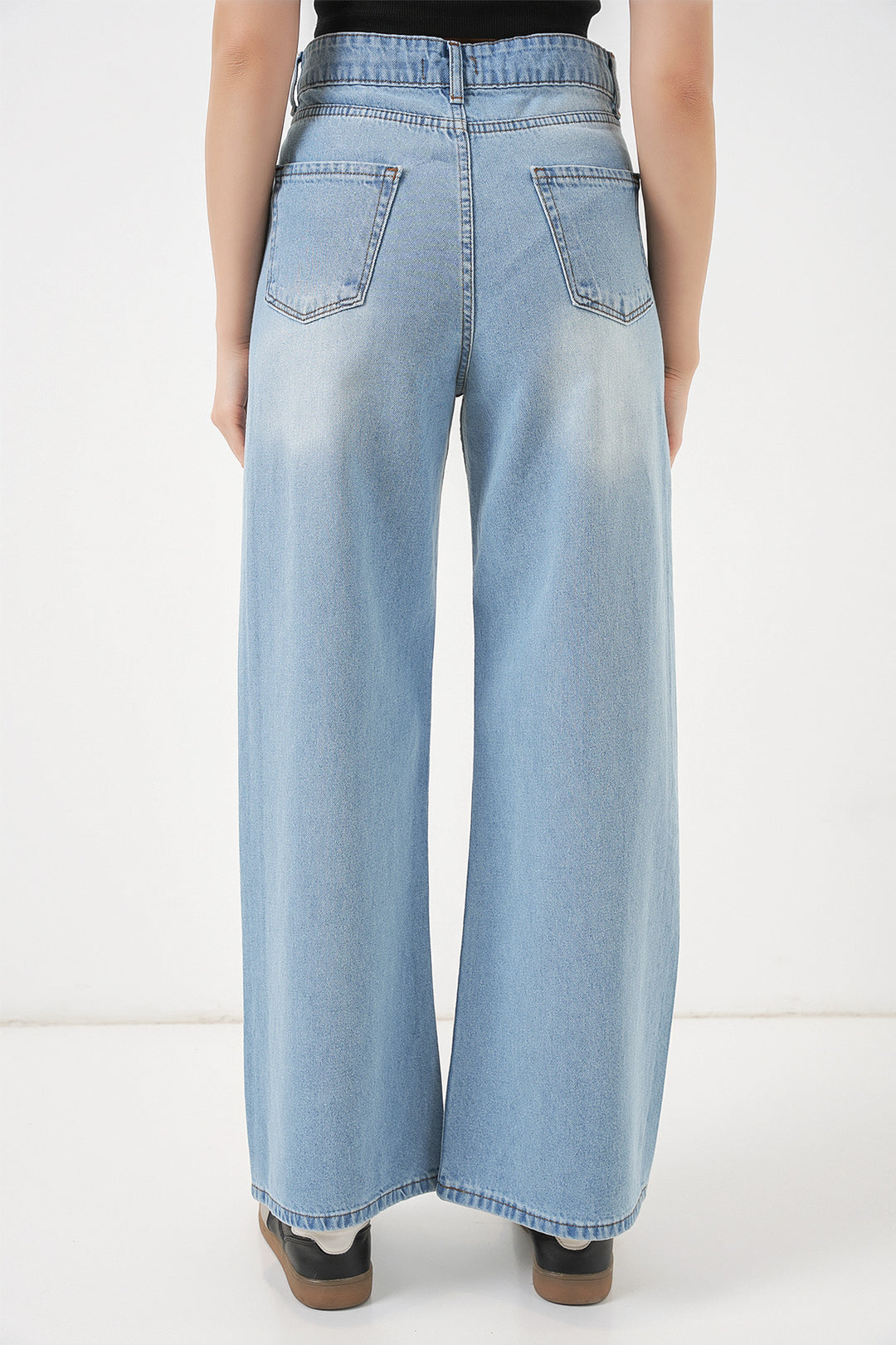 Bigdart Pantalon Palazzo en Jean Femme Taille Haute à Jambes Amples 6656 - Bleu clair