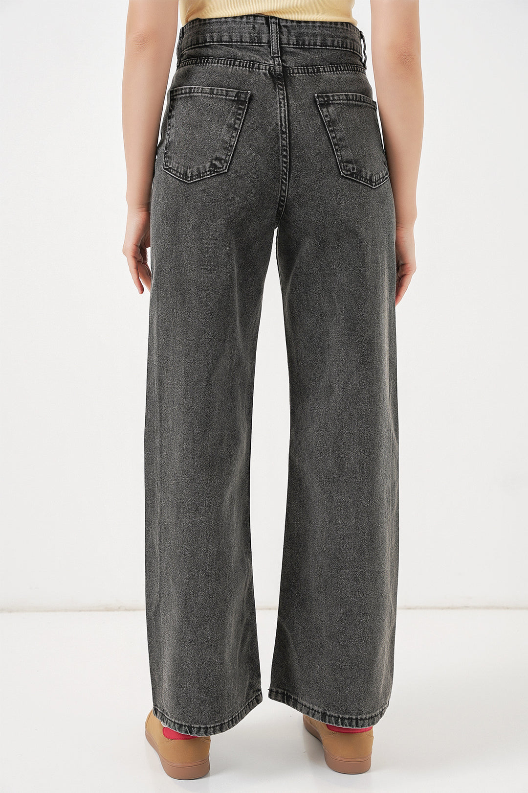 Bigdart Pantalon palazzo taille haute large en denim pour femme 6656 - Anthracite