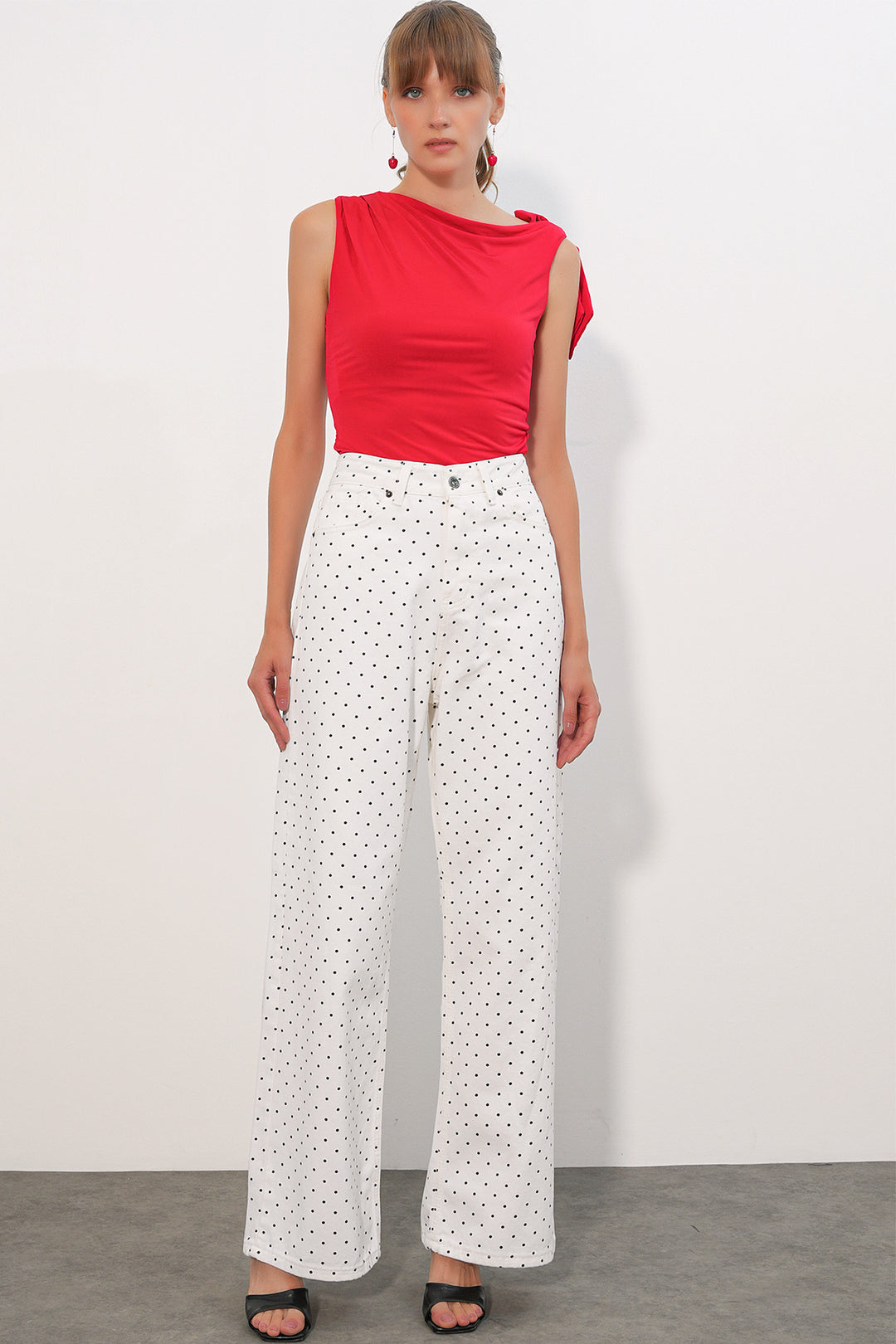 Bigdart Pantalon palazzo taille haute femme 6656 - Blanc