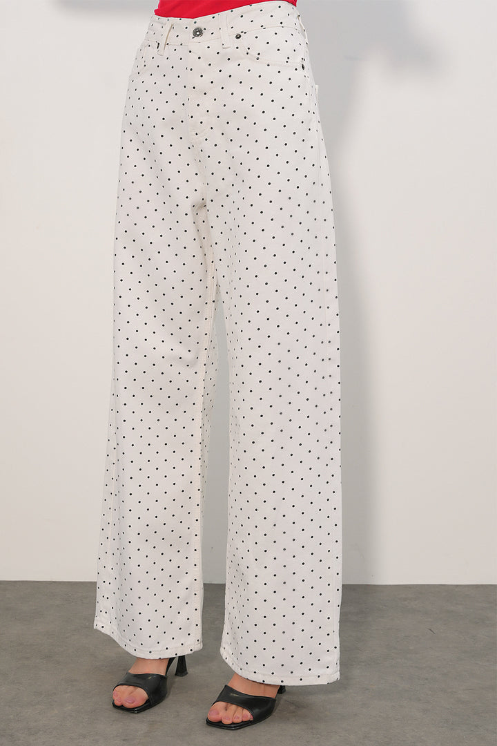 Bigdart Pantalon palazzo taille haute femme 6656 - Blanc