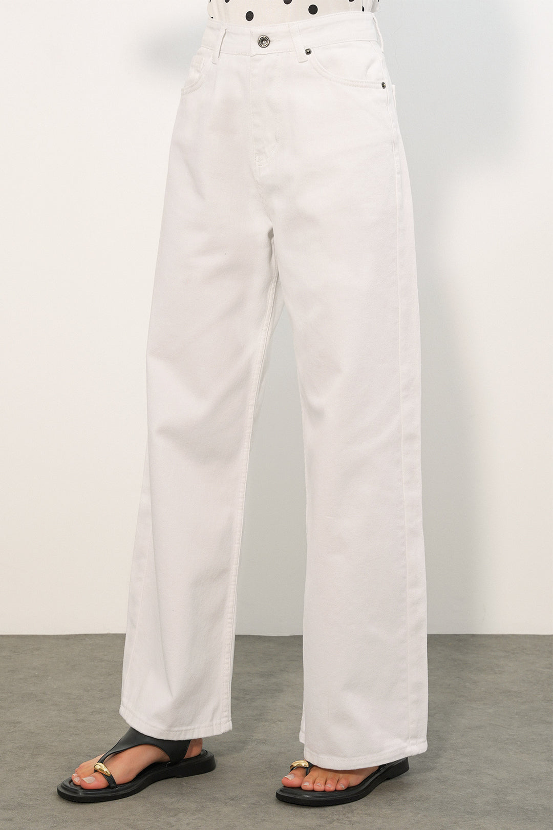 Bigdart Pantalon palazzo taille haute large pour femme 6656 - Blanc