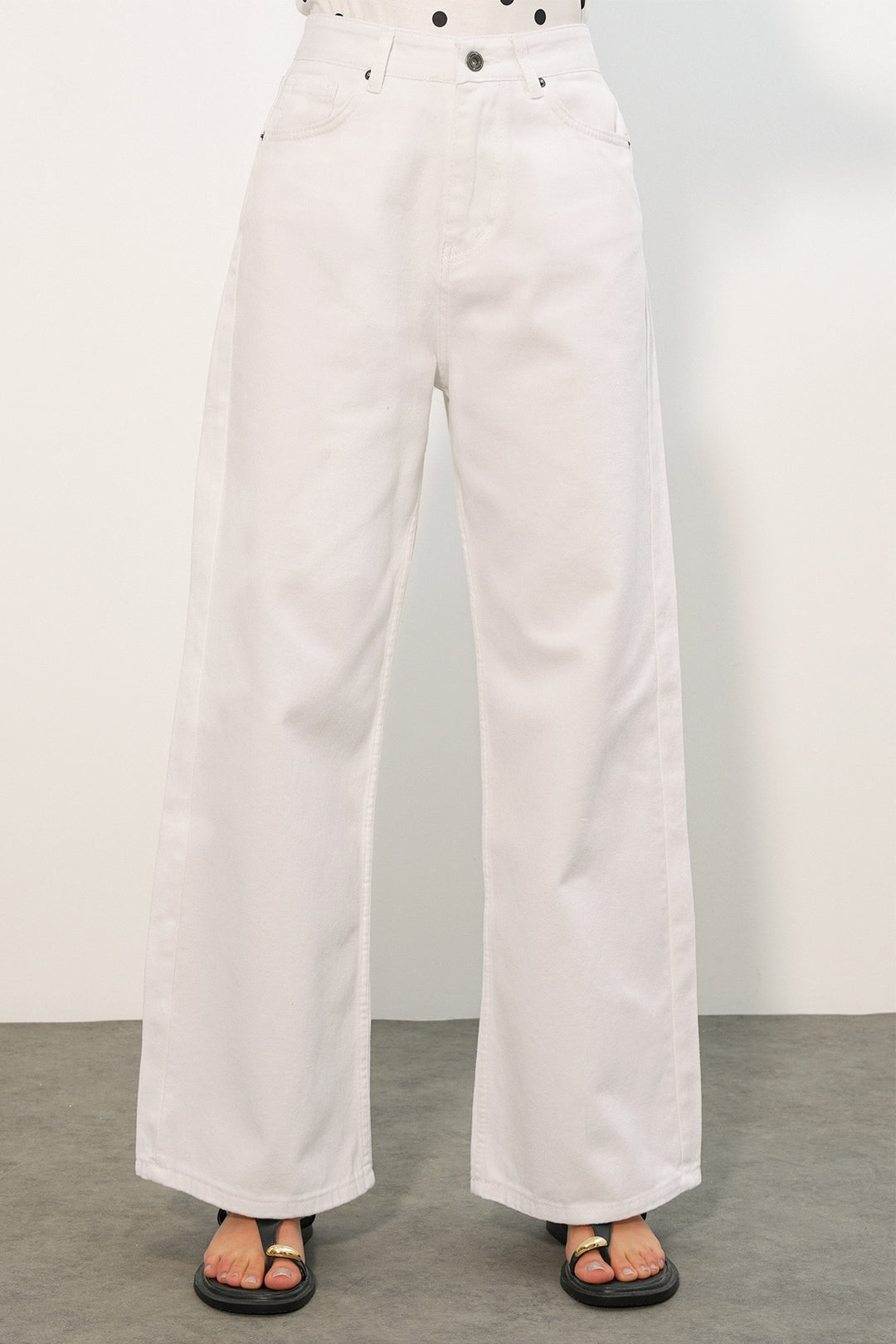 Bigdart Pantalon palazzo en jean taille haute à jambes larges pour femme 6656 - Blanc