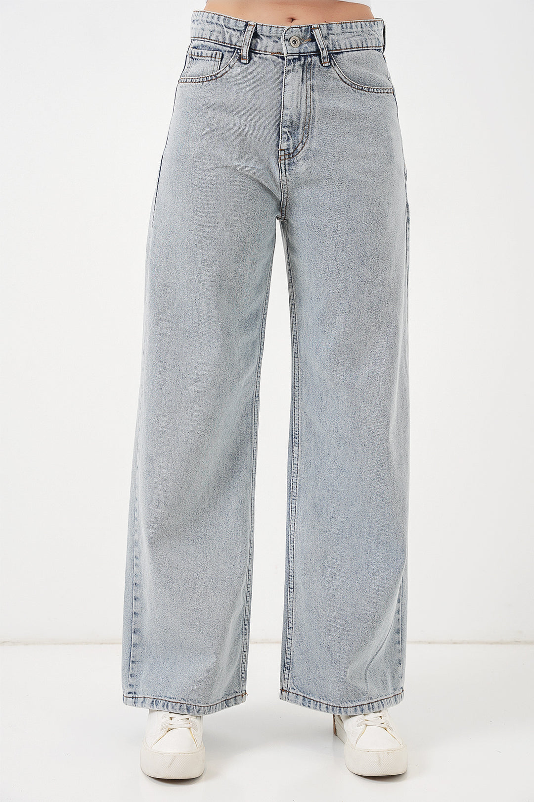 Bigdart Pantalon palazzo taille haute large en denim pour femme 6656 - buz Bleu