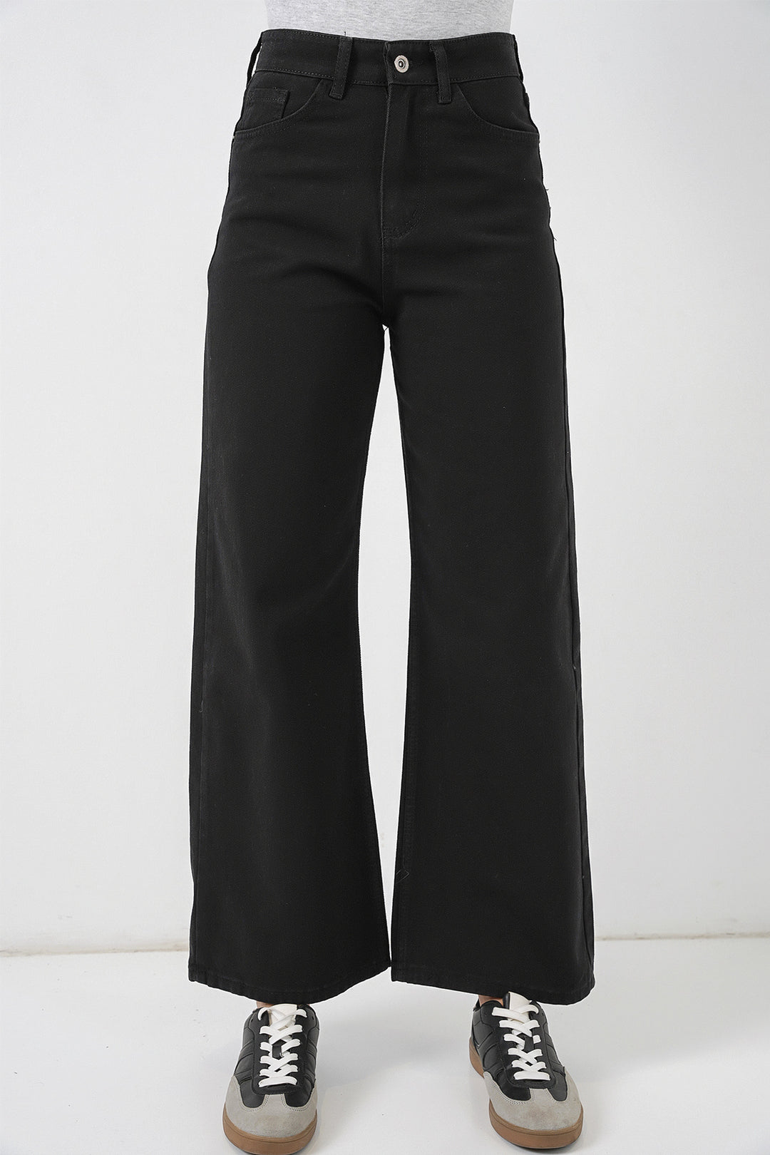 Bigdart Pantalon palazzo taille haute en denim pour femme 6656 - d. Noir